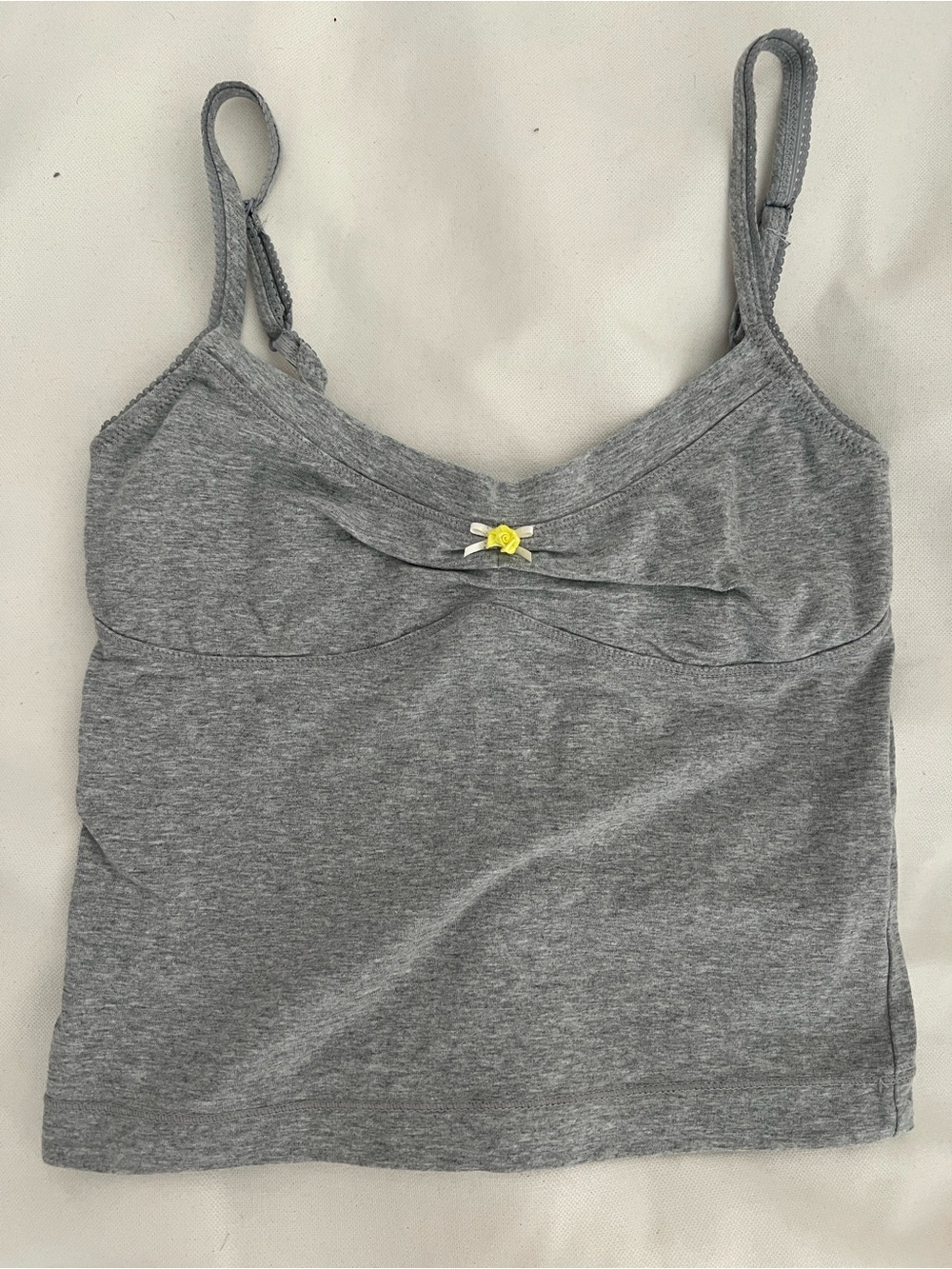 Free People Intimately Grey Tank Cami with Yellow Bow Accent
